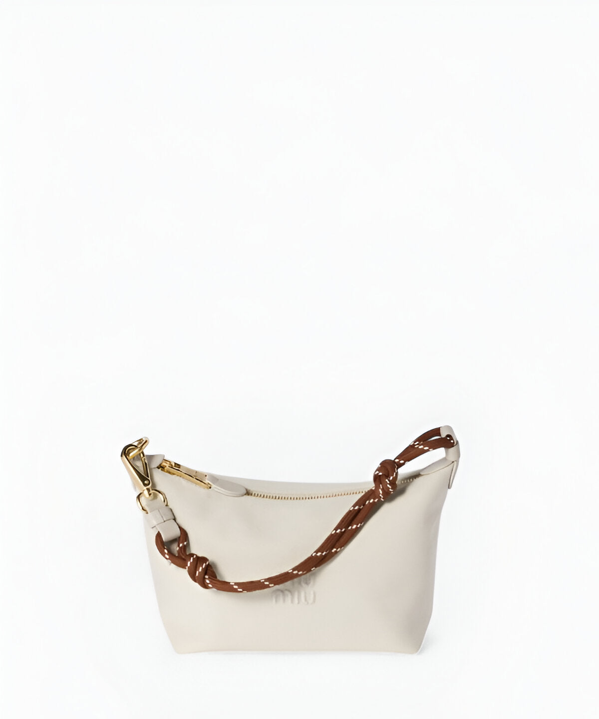 미우미우 개버딘 파우치 블랙 로고 장식 경량 패브릭 지퍼 클러치