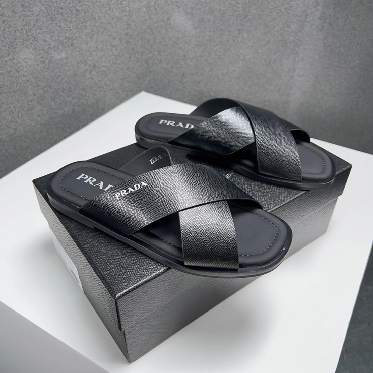 프라다 크로스 스트랩 슬리퍼