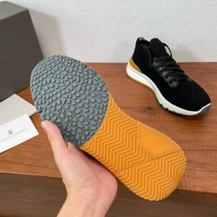 브루넬로 쿠치넬리 니트 레이스업 스니커즈 블랙