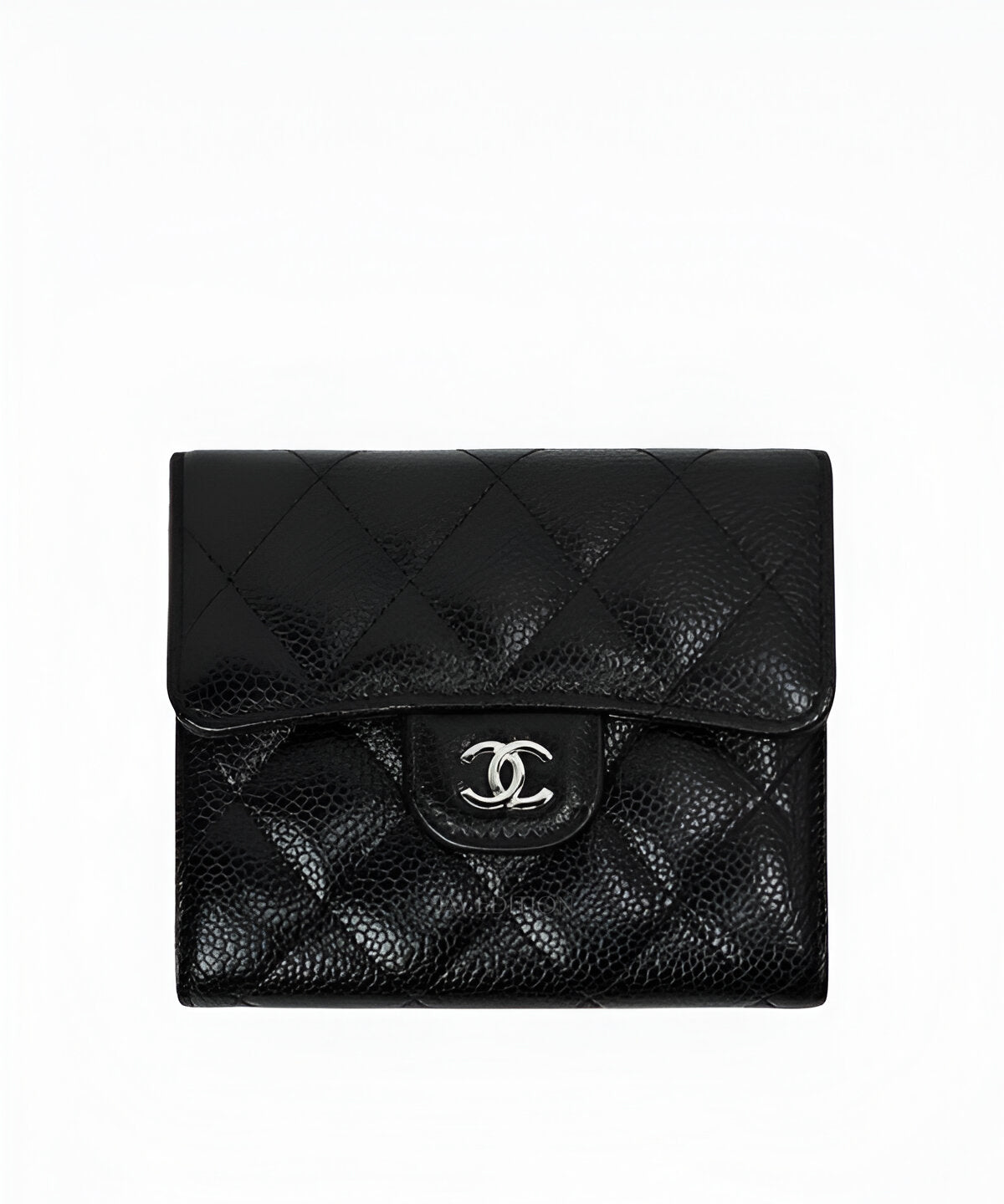 샤넬 클래식 플랩 반지갑 캐비어 블랙 퀼팅 가죽 CC 로고와 내부 수납 구성