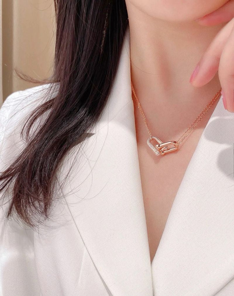 티파니 더블 링크 파베 네크리스