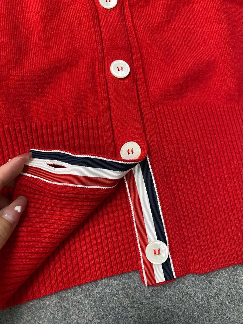 톰브라운 캐시미어 가디건 레드