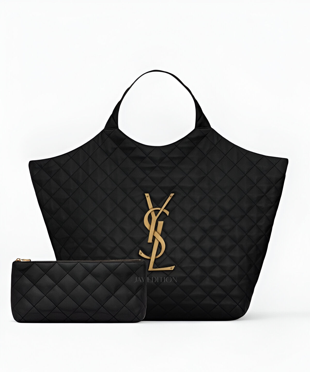 생로랑 이카르 맥시 쇼퍼백 램스킨 블랙 부드러운 램스킨 YSL 로고 패치 넉넉한 수납 공간의 소프트 맥시 토트백