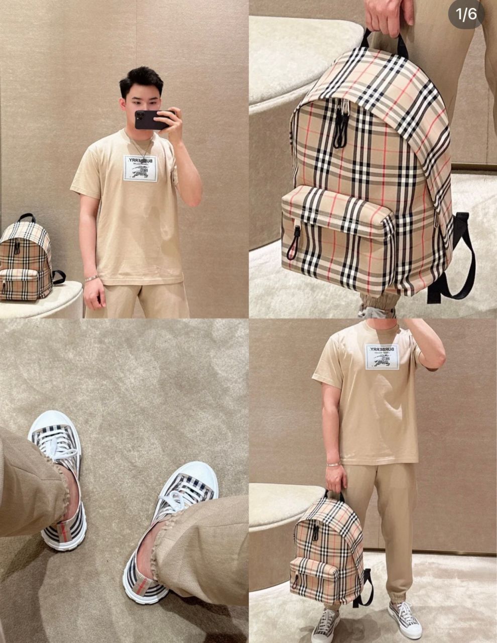 버버리 빈티지 체크 백팩