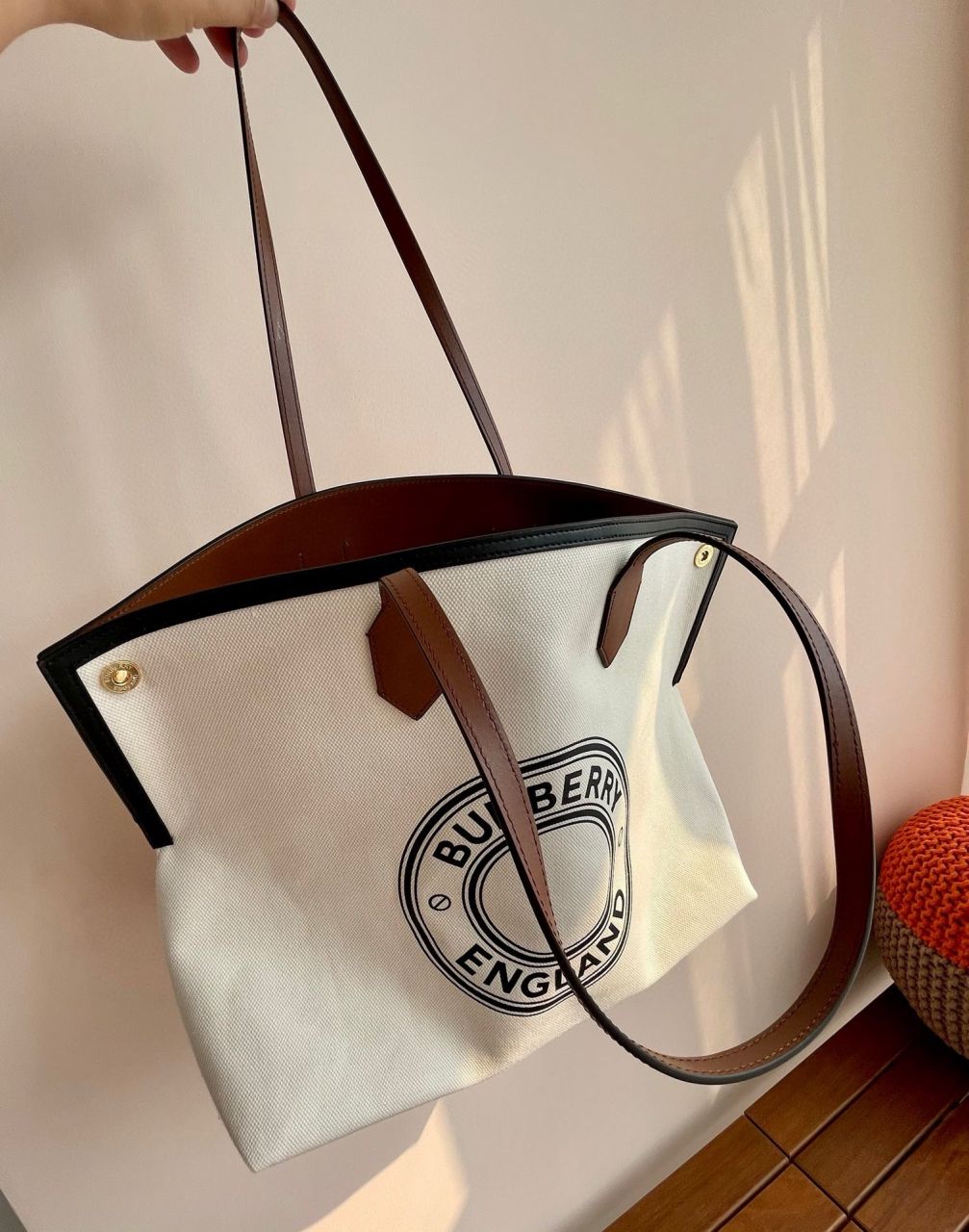 버버리 코튼 캔버스 소사이어티 토트백