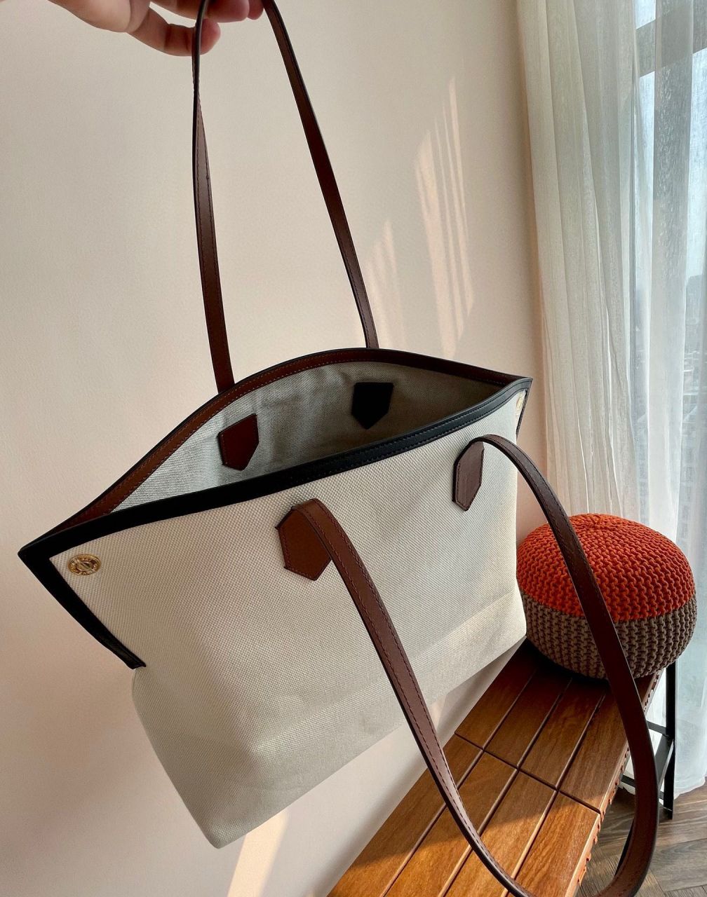 버버리 코튼 캔버스 소사이어티 토트백