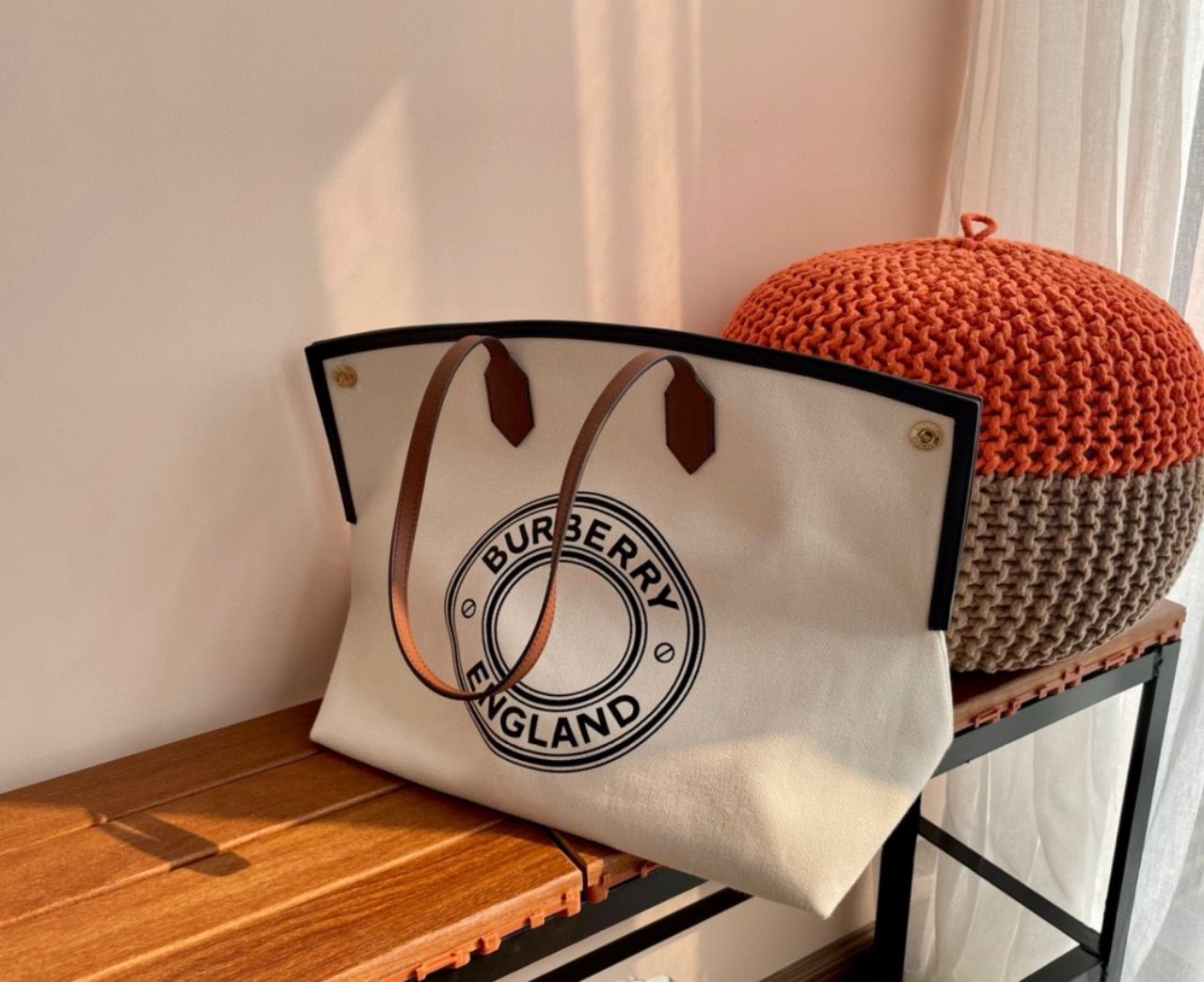 버버리 코튼 캔버스 소사이어티 토트백