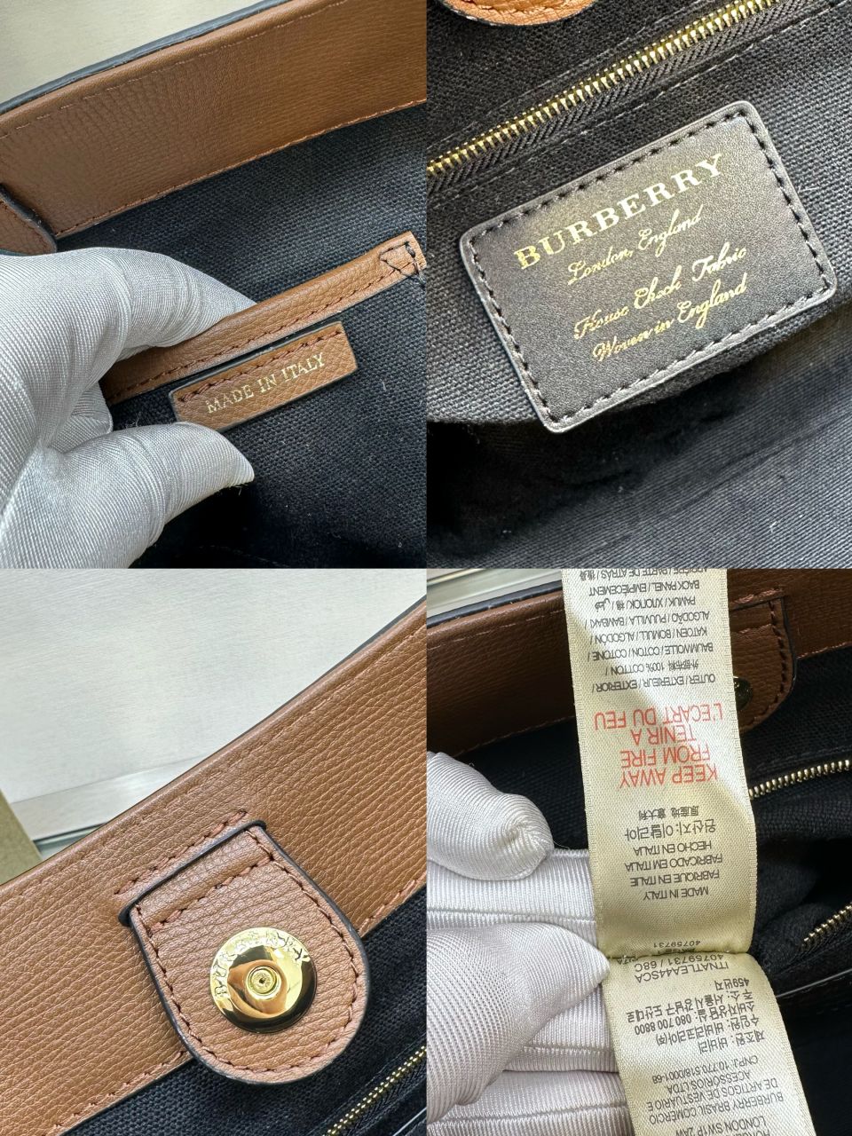 버버리 캔터비 하우스 체크 레더 스몰 숄더백