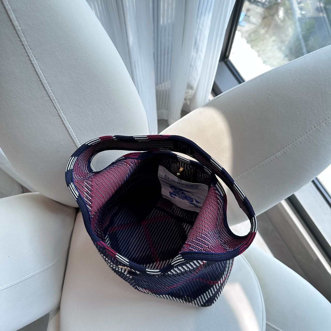 버버리 스몰 체크 니트 숄더 백