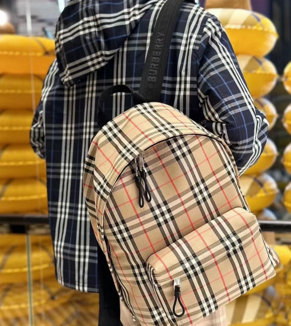 버버리 체크 백팩 아카이브 베이지