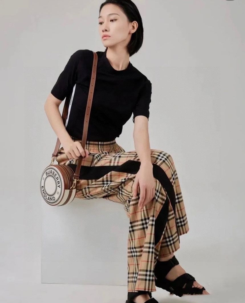 버버리 로고 그래픽 캔버스 앤 레더 루이스백