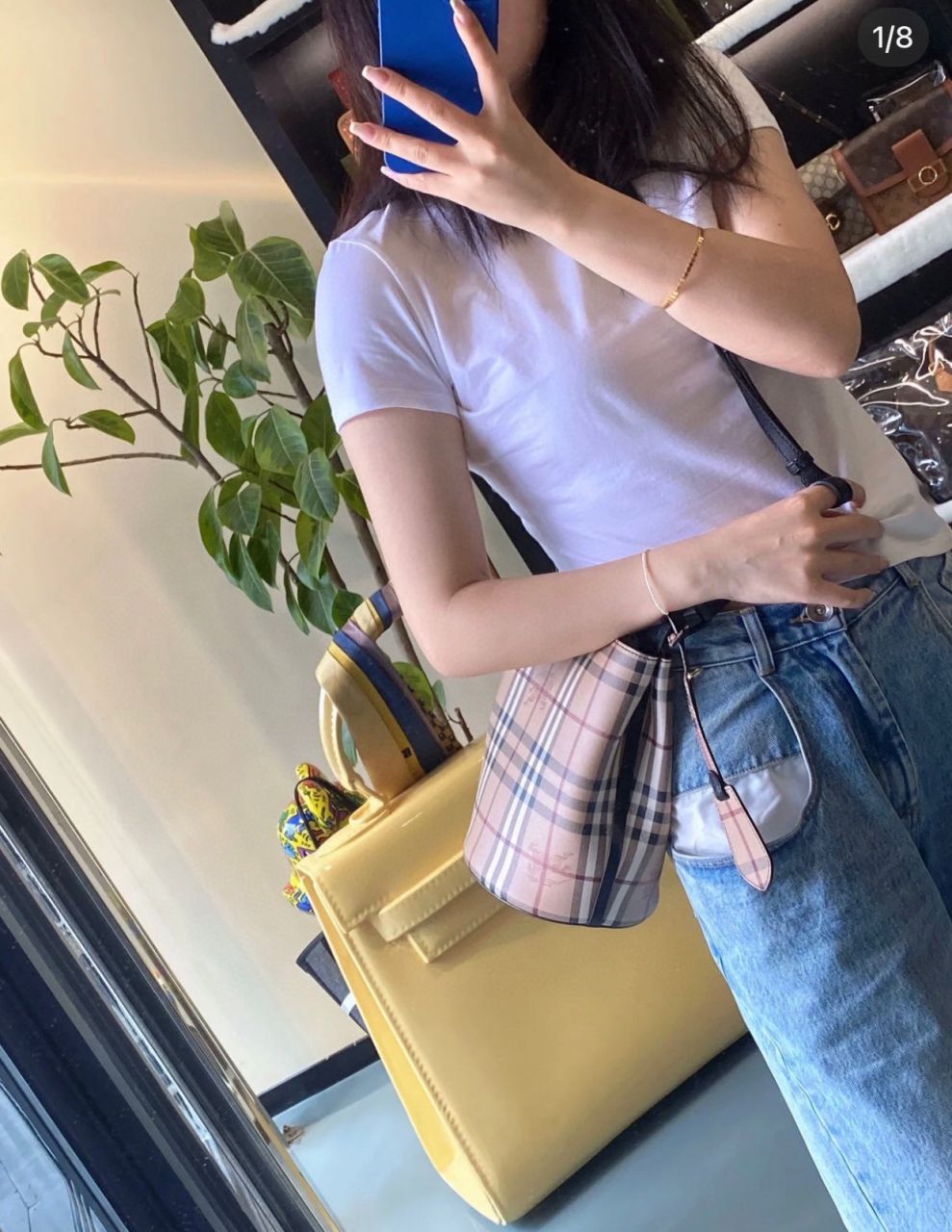 버버리 론 헤이마켓 체크 버킷백