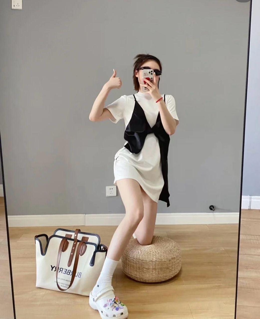 버버리 호스페리 스몰 캔버스 쇼퍼백