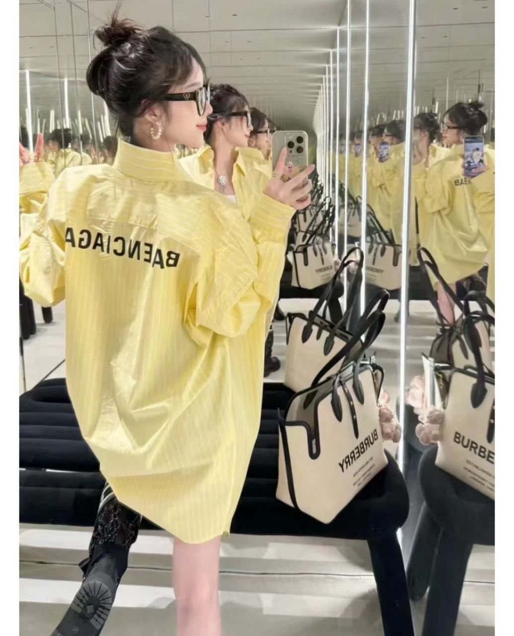 버버리 호스페리 스몰 캔버스 쇼퍼백