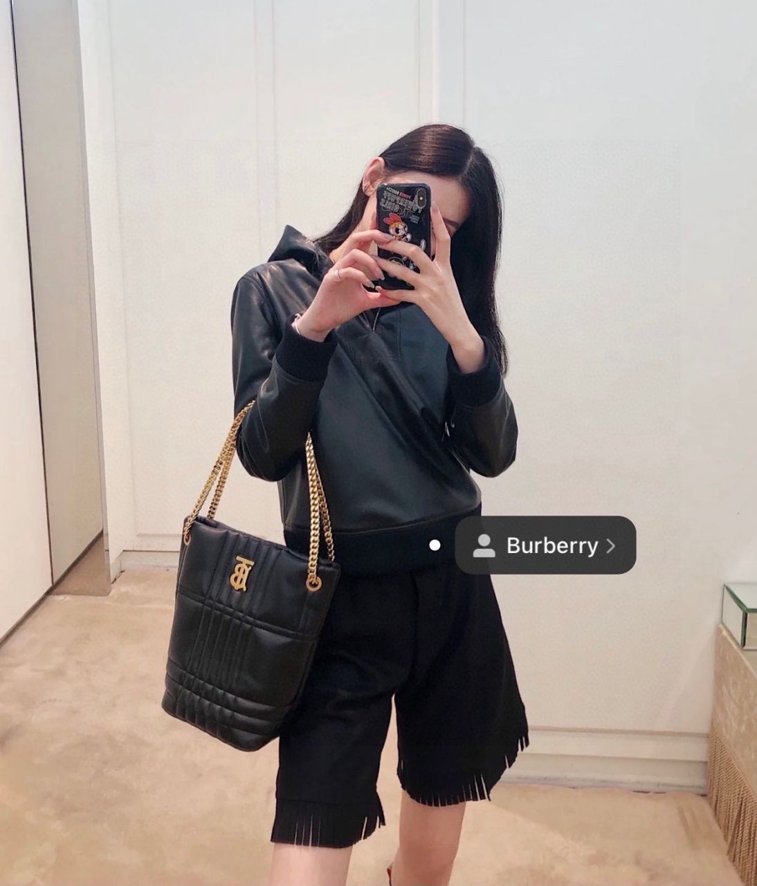 버버리 퀄팅 레더 롤라 스몰 TB 버킷백