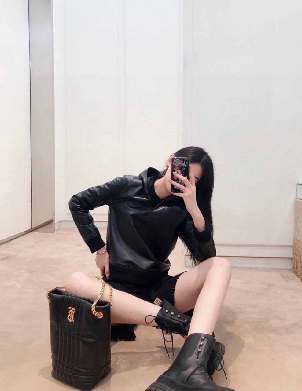 버버리 퀄팅 레더 롤라 스몰 TB 버킷백