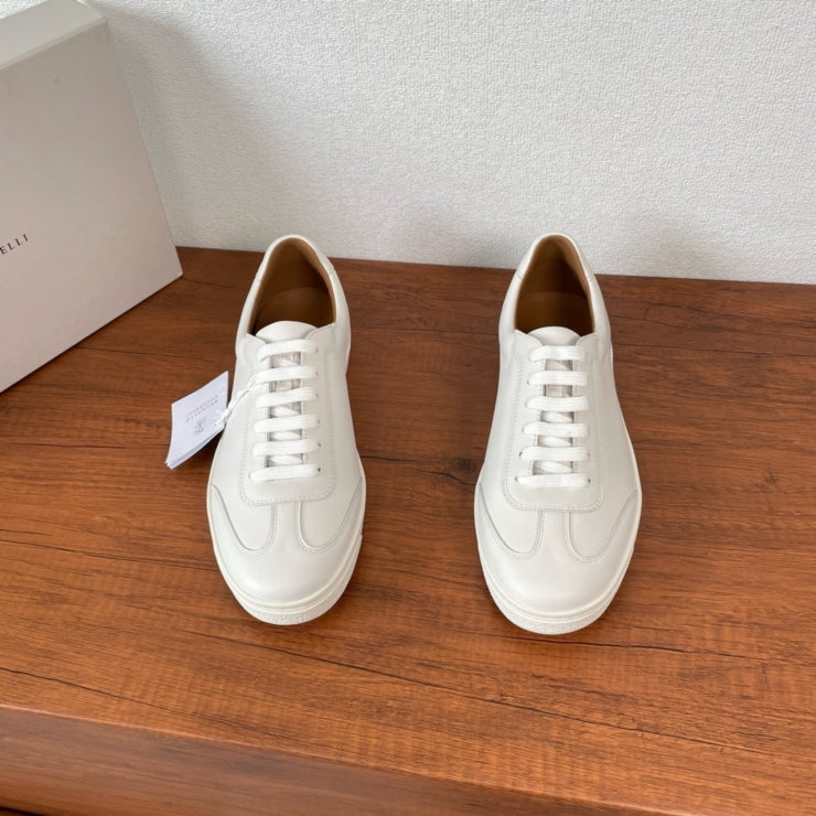 브루넬로 쿠치넬리 로우압 레더 스니커즈 화이트