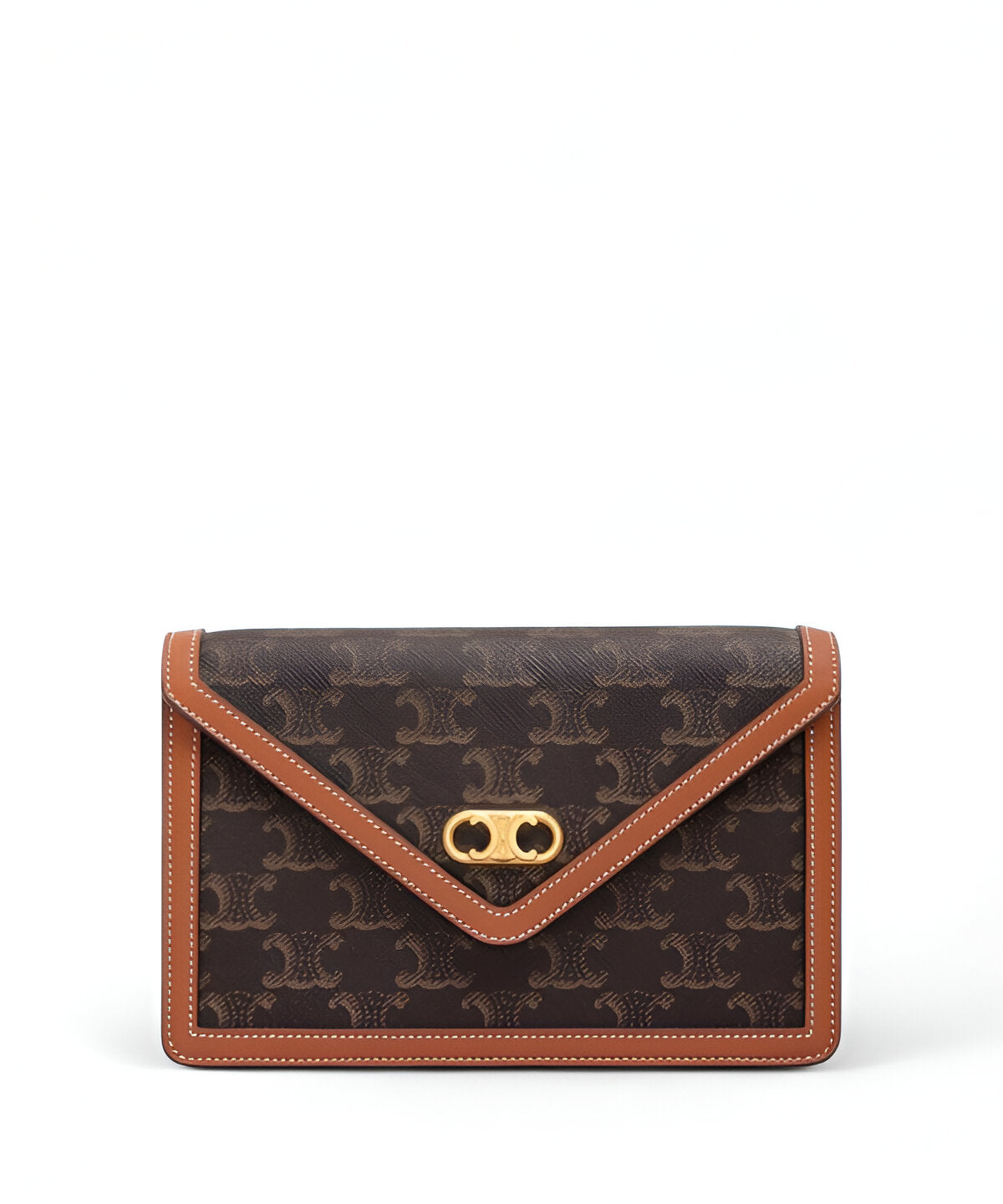 셀린느 트리옹프 체인 백 정면 이미지, 트리옹프 로고와 송아지 가죽 디테일