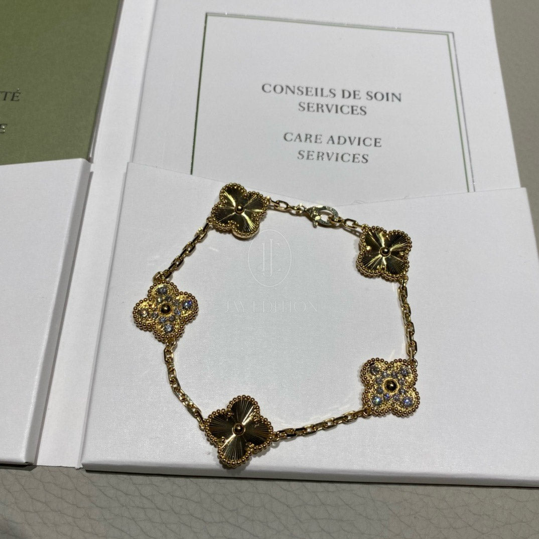 반클리프 빈티지 알함브라 브레이슬릿 기요세 다이아 (18K)