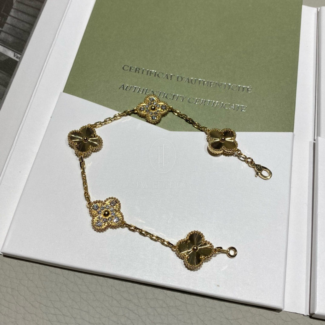 반클리프 빈티지 알함브라 브레이슬릿 기요세 다이아 (18K)