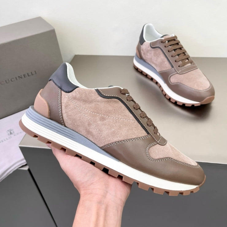 브루넬로 쿠치넬리 스웨이드 스니커즈 브라운