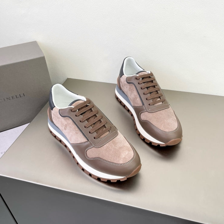 브루넬로 쿠치넬리 스웨이드 스니커즈 브라운