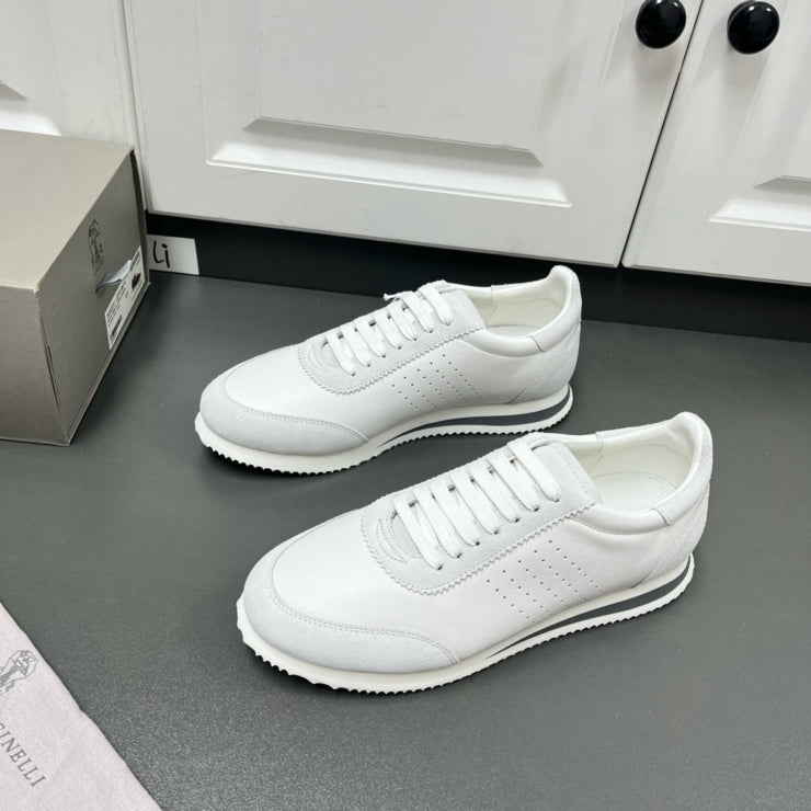 브루넬로 쿠치넬리 화이트 드릴 스니커즈