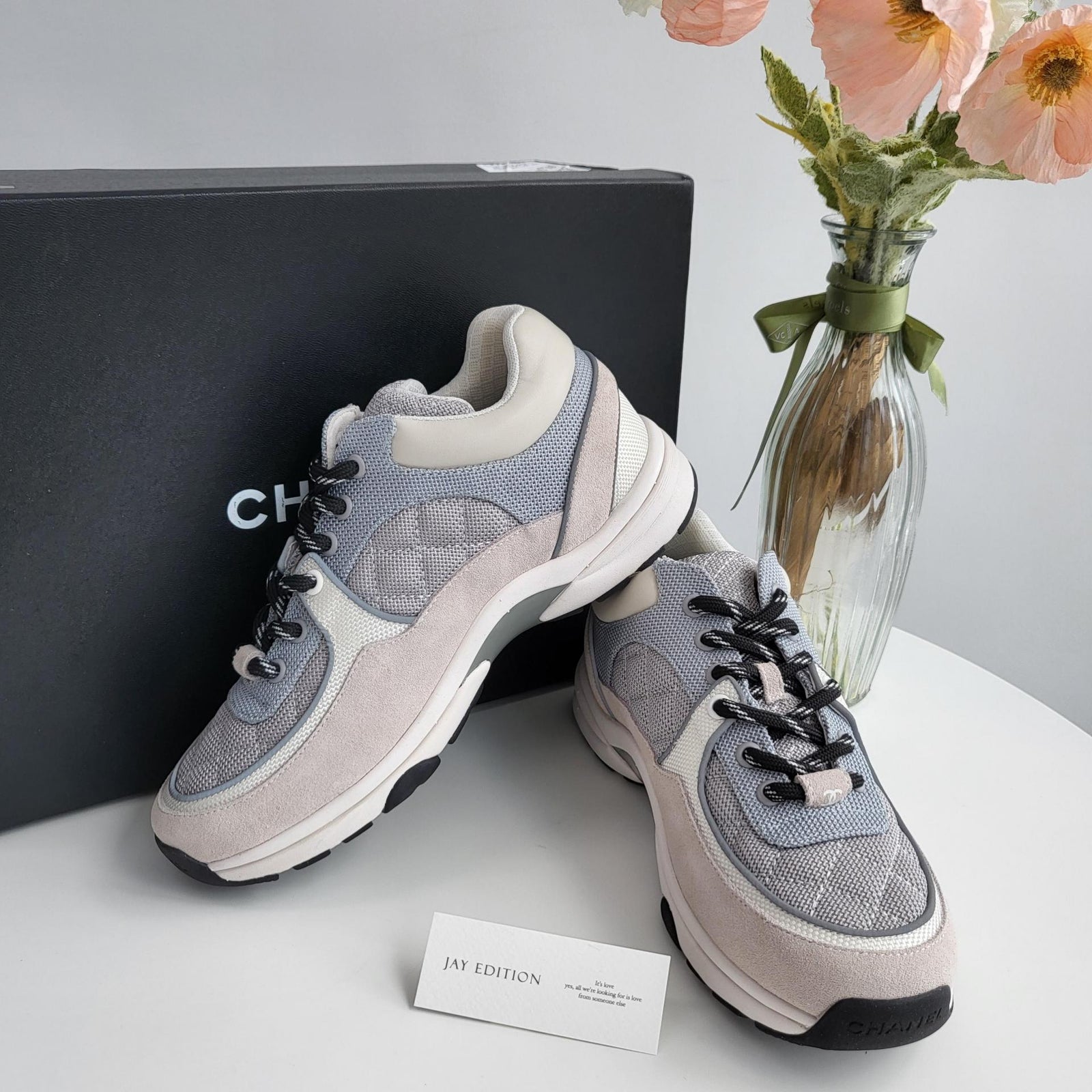 국내) 샤넬 로고 스니커즈 / 블랙 36