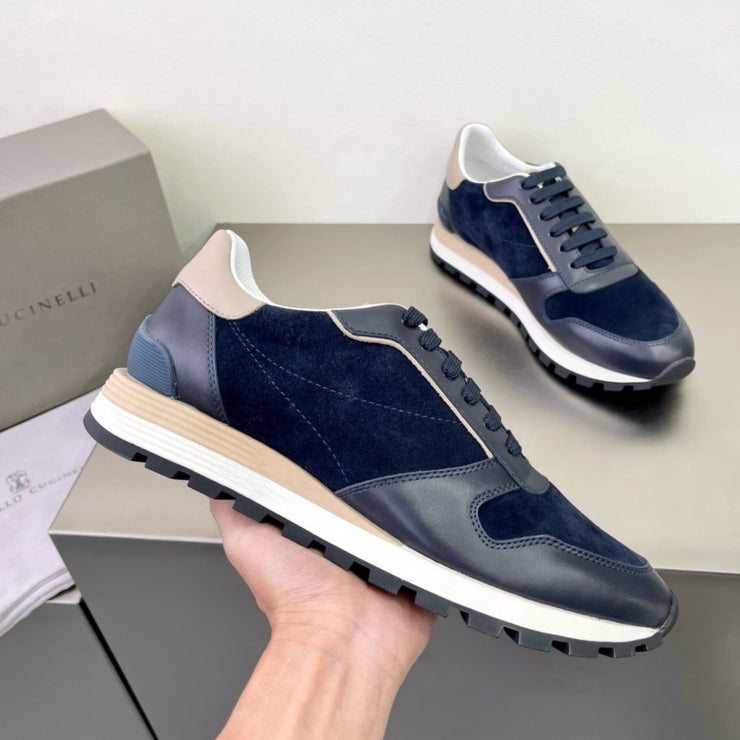 브루넬로 쿠치넬리 스웨이드 스니커즈 네이비