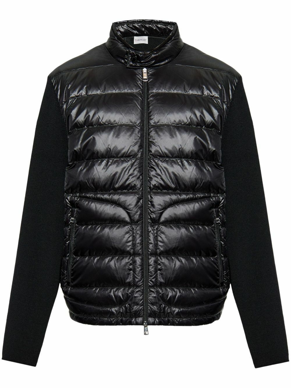 트리콧 로고 패딩 울 집업 가디건