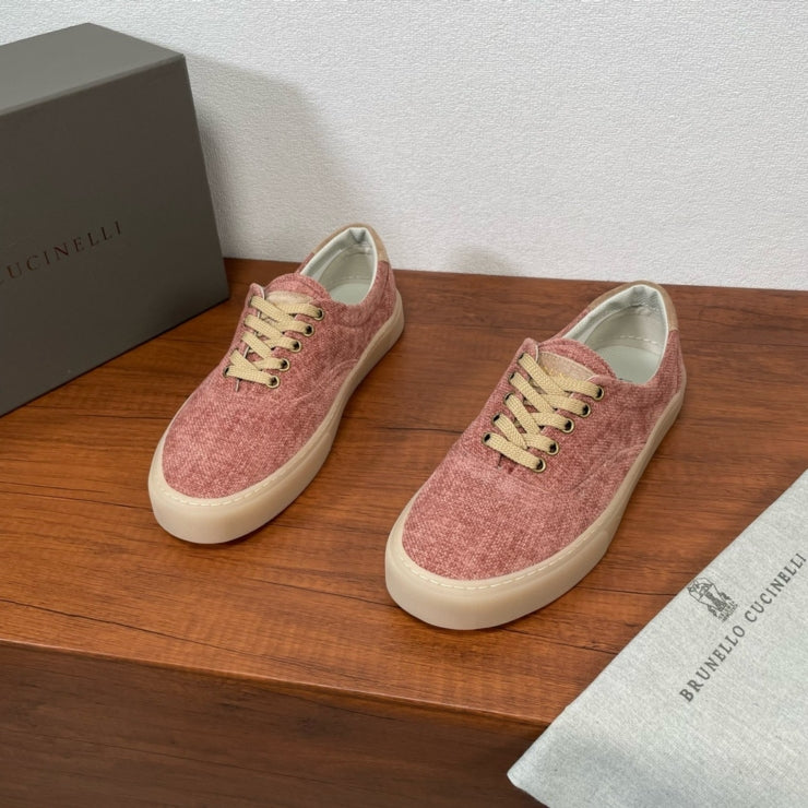 브루넬로 쿠치넬리 트윌 레이스업 스니커즈 핑크