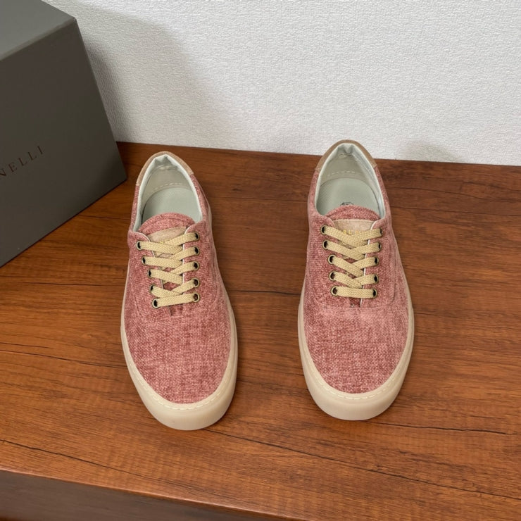 브루넬로 쿠치넬리 트윌 레이스업 스니커즈 핑크