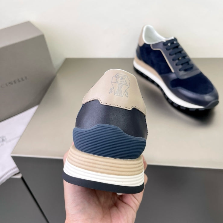 브루넬로 쿠치넬리 스웨이드 스니커즈 네이비