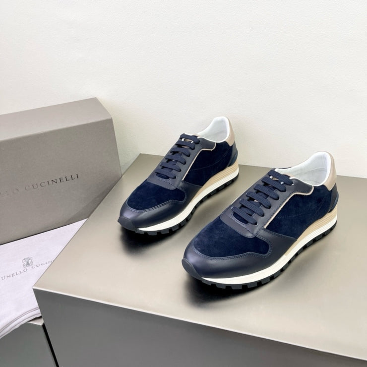 브루넬로 쿠치넬리 스웨이드 스니커즈 네이비