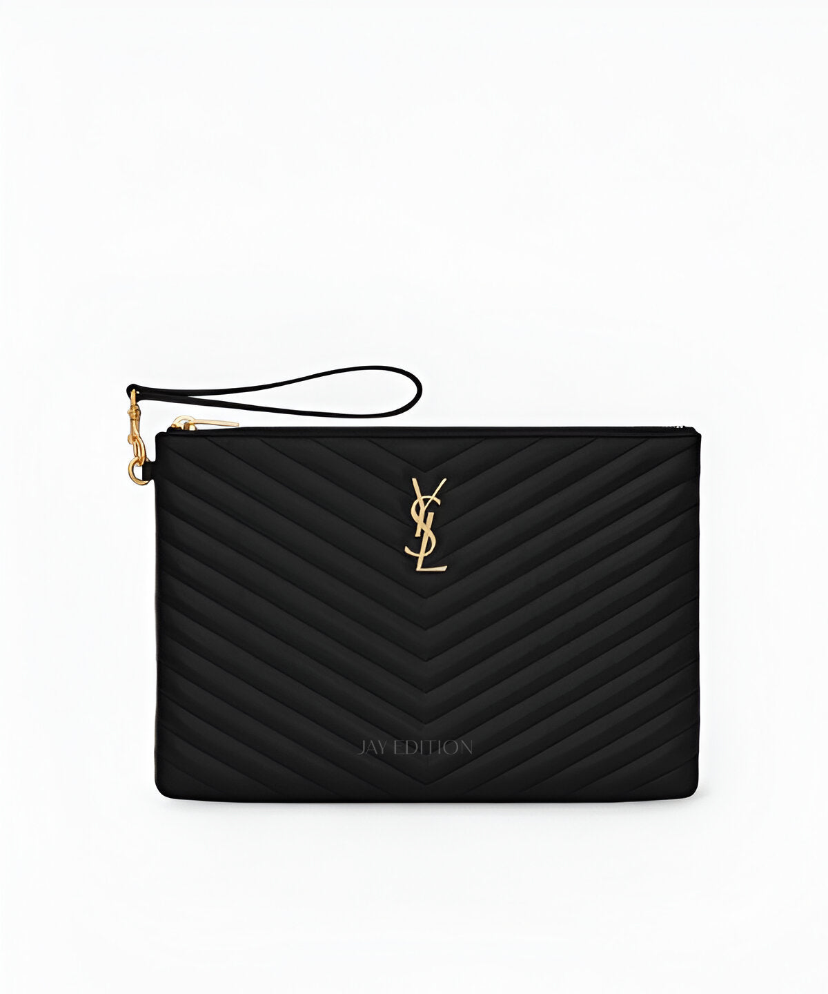 생로랑 모노그램 클러치 뉴미디움 블랙 카프스킨 텍스처드 레더 YSL 로고 지퍼 클로저 실용적이고 세련된 클러치 디자인