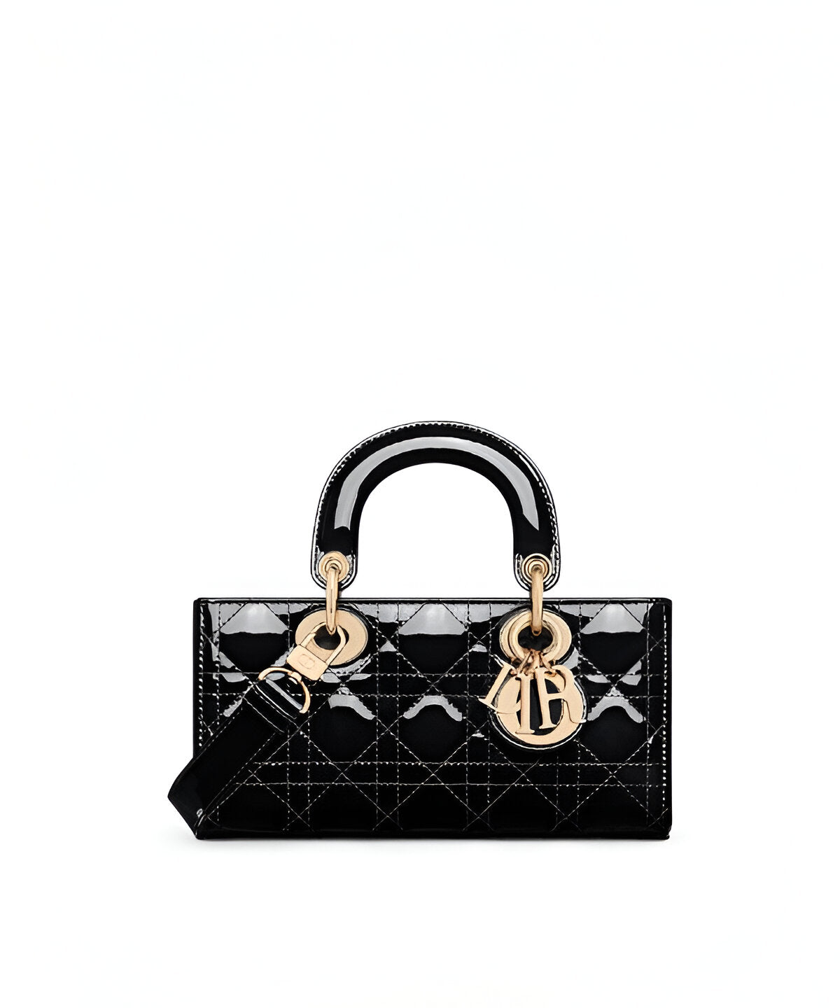 디올 레이디 디 조이 스몰 백 블랙 램스킨 까나쥬 퀼팅 디자인과 체인 스트랩 디테일