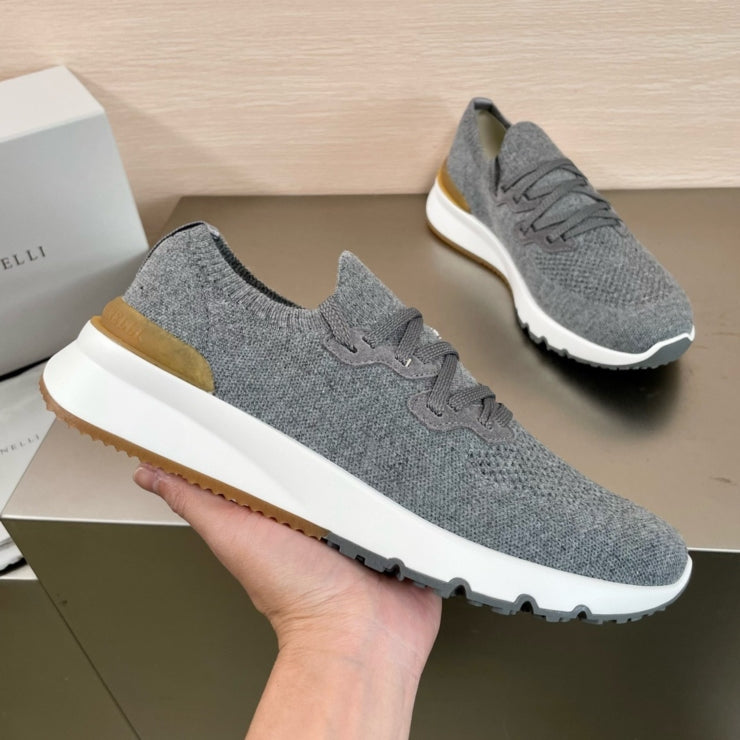 브루넬로 쿠치넬리 코튼 스니커즈 그레이