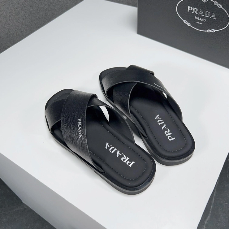 프라다 크로스 스트랩 슬리퍼