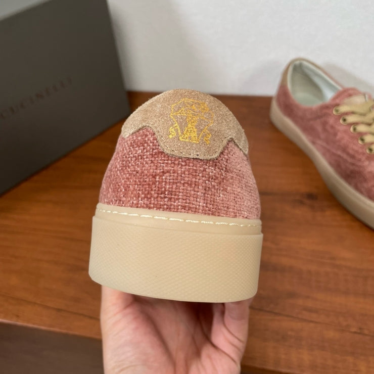 브루넬로 쿠치넬리 트윌 레이스업 스니커즈 핑크