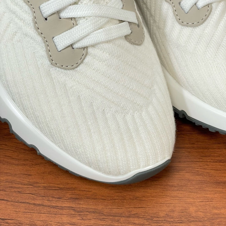 브루넬로 쿠치넬리 니트 레이스업 스니커즈 화이트