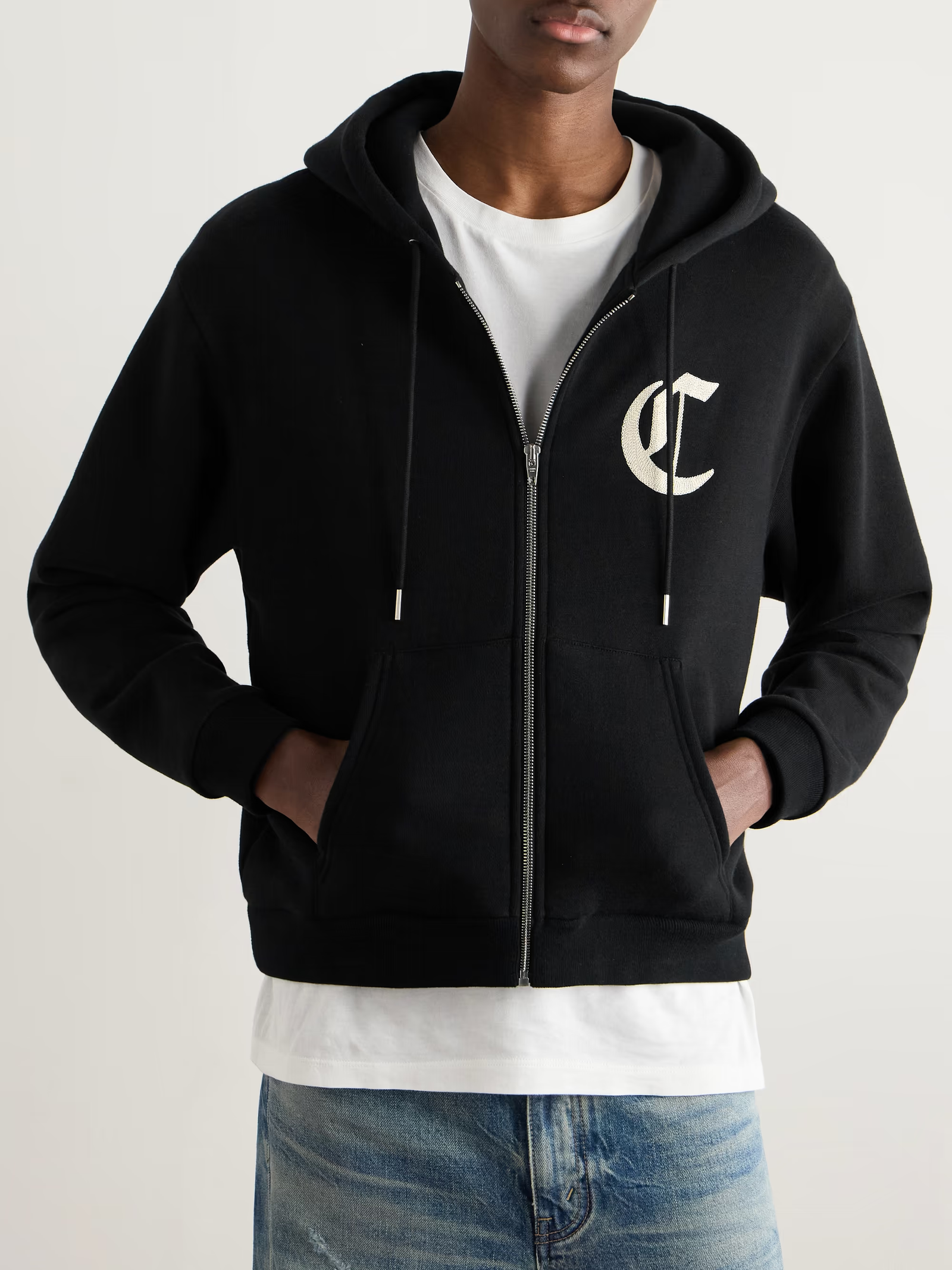 셀린느 코튼 플리스 지퍼 후드