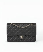 샤넬 클래식 플랩백 미디움 캐비어 인스티치 퀼팅 가죽 더블 C 턴락 체인백