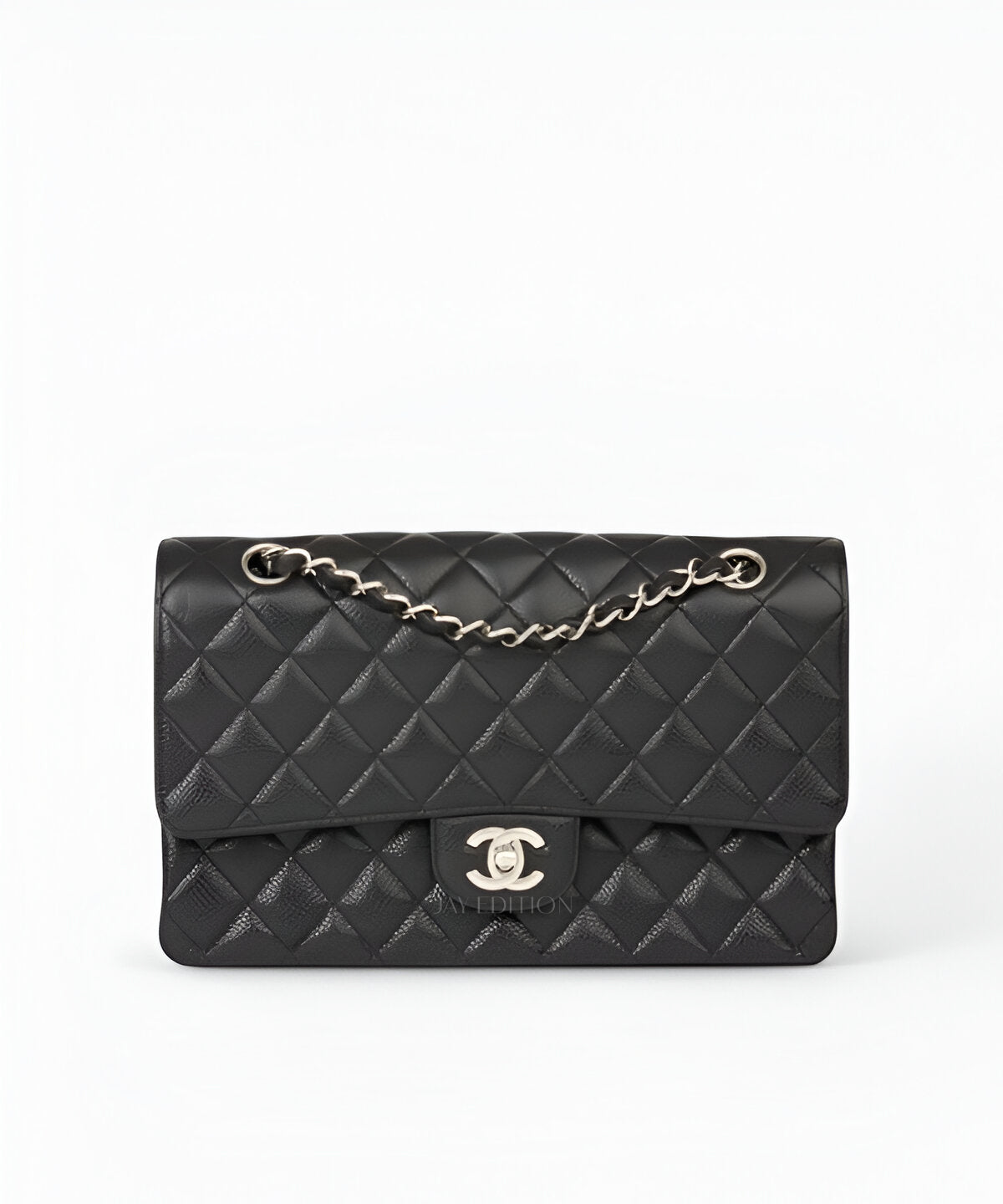 샤넬 클래식 플랩백 미디움 캐비어 인스티치 퀼팅 가죽 더블 C 턴락 체인백