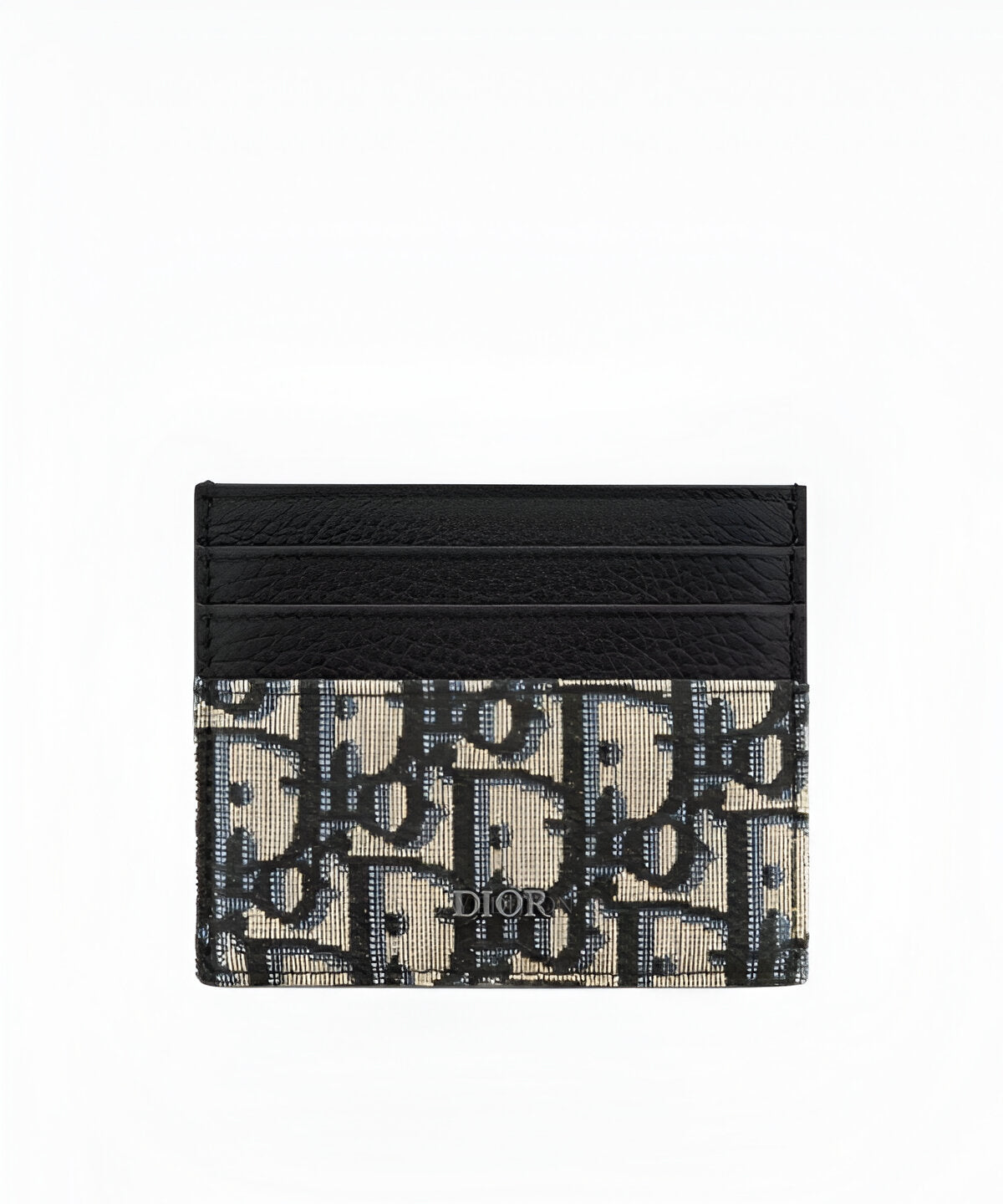 디올 오블리크 카드 홀더 오블리크 자카드와 블랙 송아지 가죽 트리밍, 슬림하고 클래식한 디자인의 카드 지갑