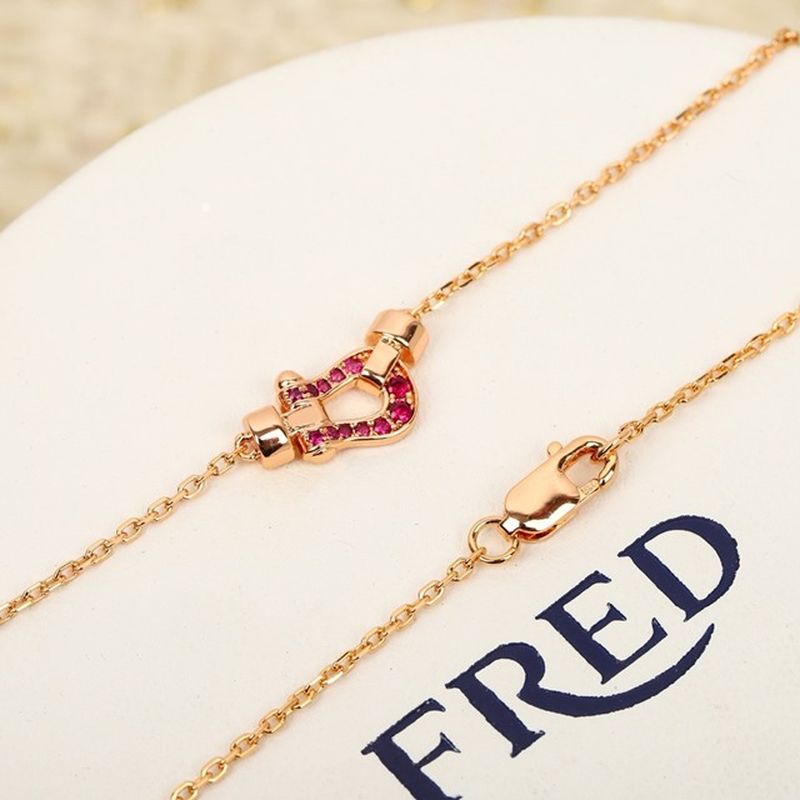 프레드 포스텐 핑크 하프 파베 네크리스