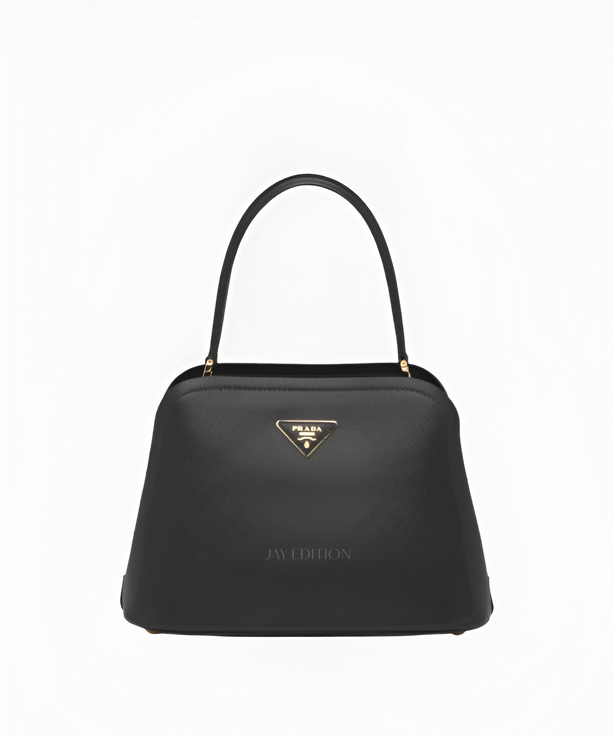 프라다 사피아노 마티네 숄더백 스몰 블랙 가죽 금장 메탈 디테일 토트 핸들 숄더 스트랩