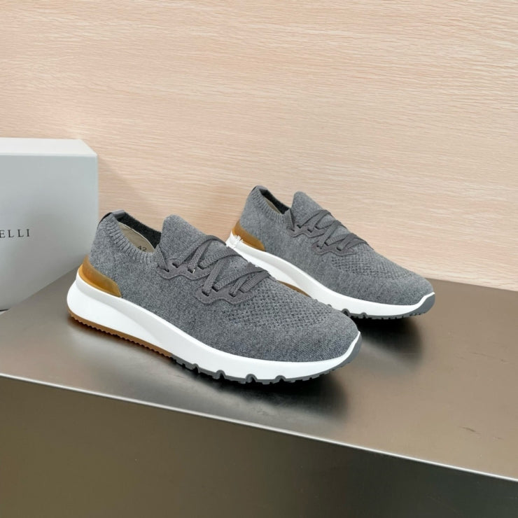 브루넬로 쿠치넬리 코튼 스니커즈 그레이