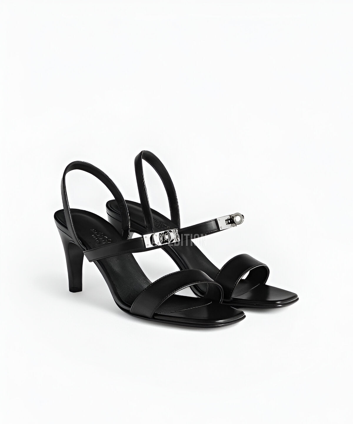 에르메스 Glamour 75 샌들 Kelly 버클 하이힐 송아지 가죽/염소 가죽/데님 소재 7.5cm 굽