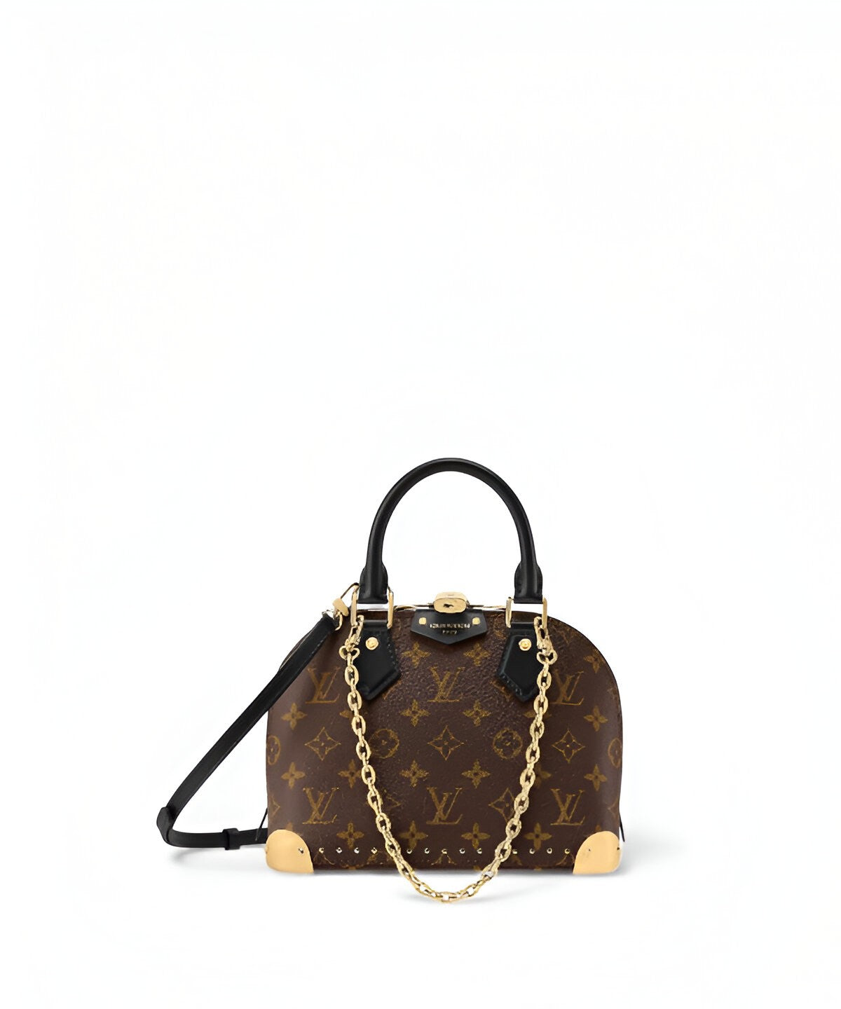 루이비통 알마 트렁크 BB 모노그램 미니백 트렁크 락 골드 리벳 디테일