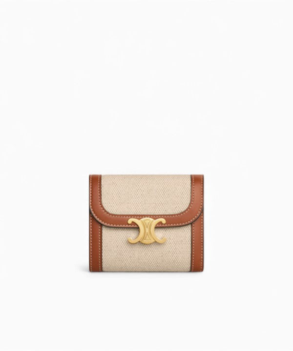셀린느 스몰 트리오페 플랩 지갑 트리오페 로고 디테일 가죽 미니 지갑